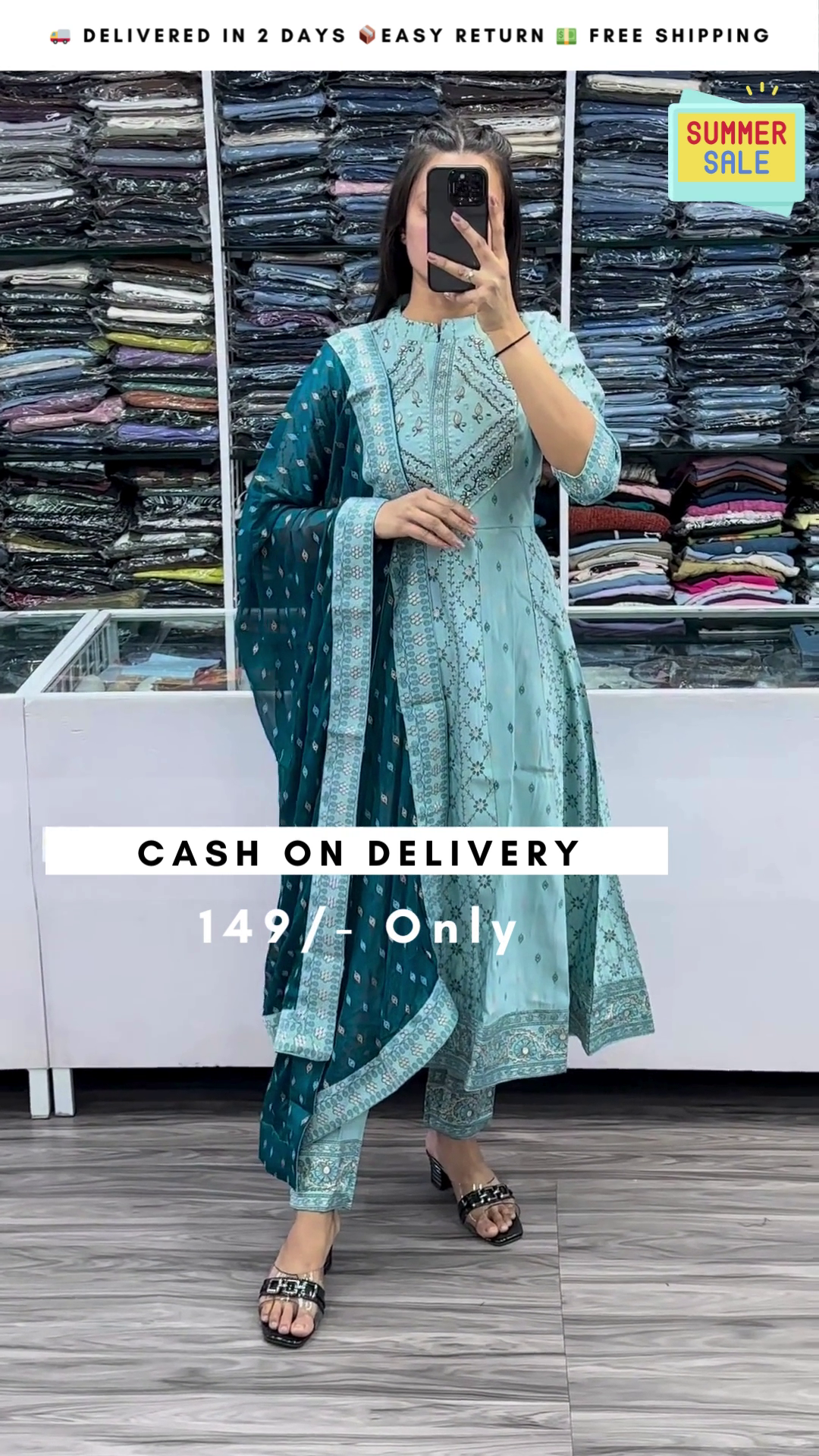 Pastel Blue Sequin Zari Embroidered Anarkali Set