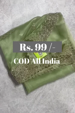 Women Beautiful Pista Color Platinum Crush Silk Saree