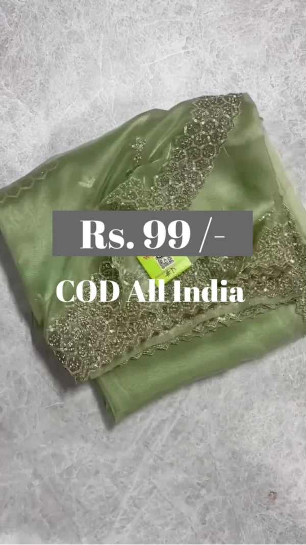 Women Beautiful Pista Color Platinum Crush Silk Saree