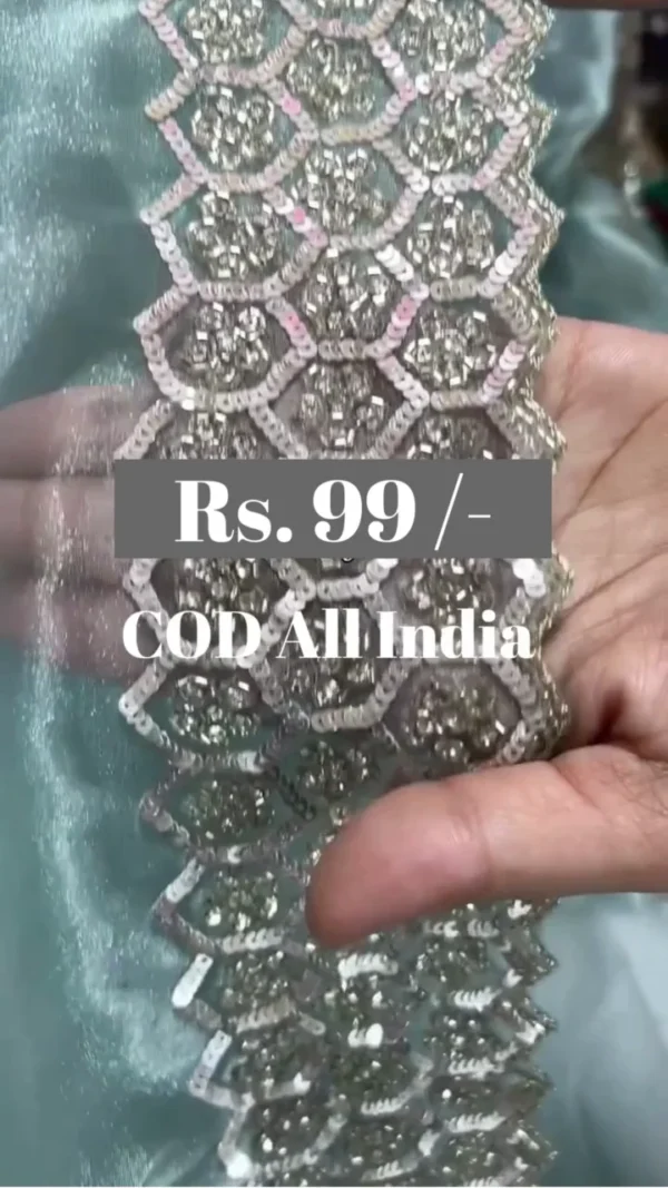Women Beautiful Pista Color Platinum Crush Silk Saree - Image 3