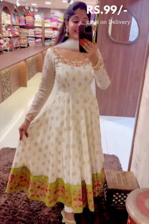 Go On Fancy Look With White Color Sequins Embellished Anarkali