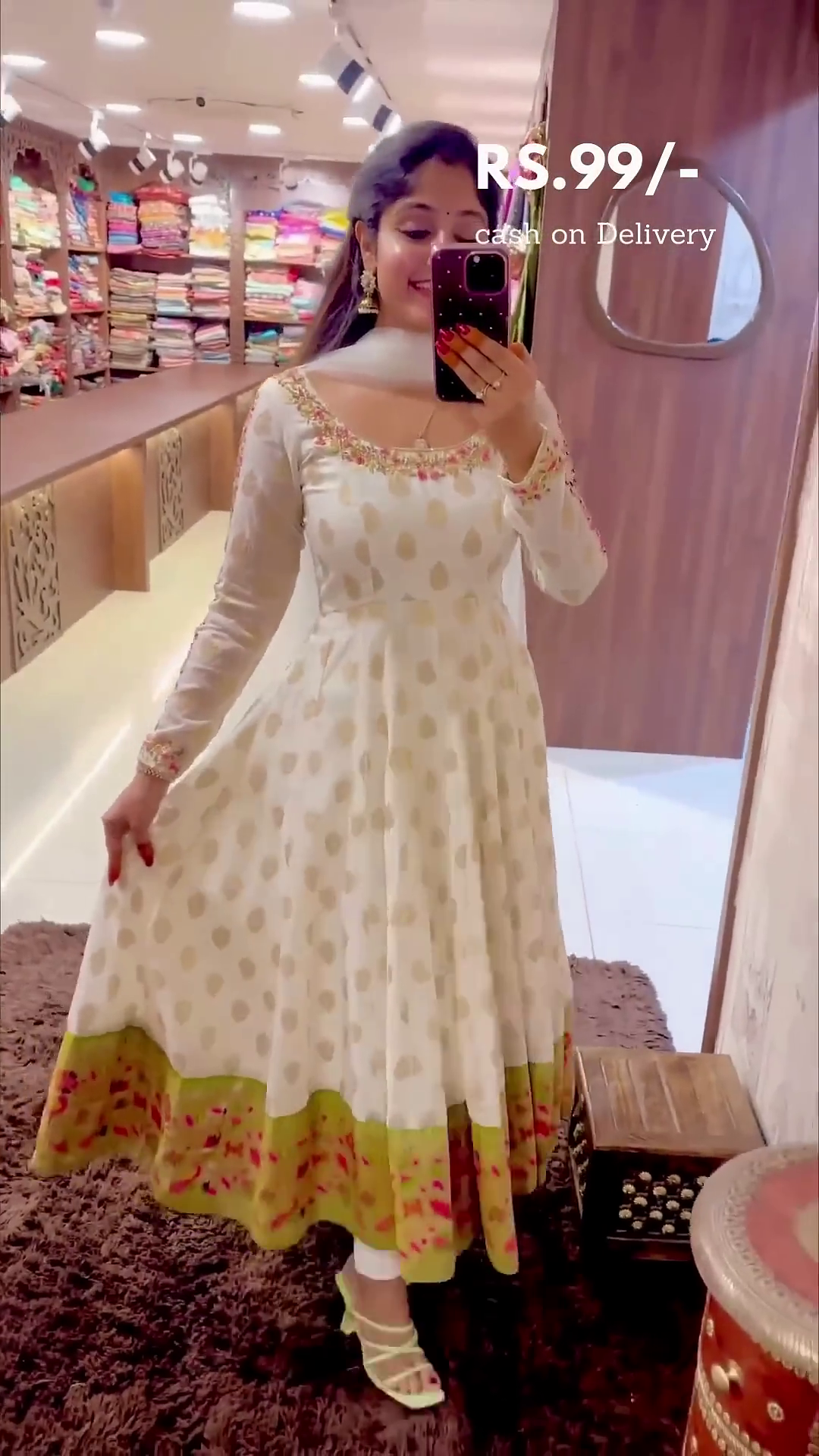 Go On Fancy Look With White Color Sequins Embellished Anarkali
