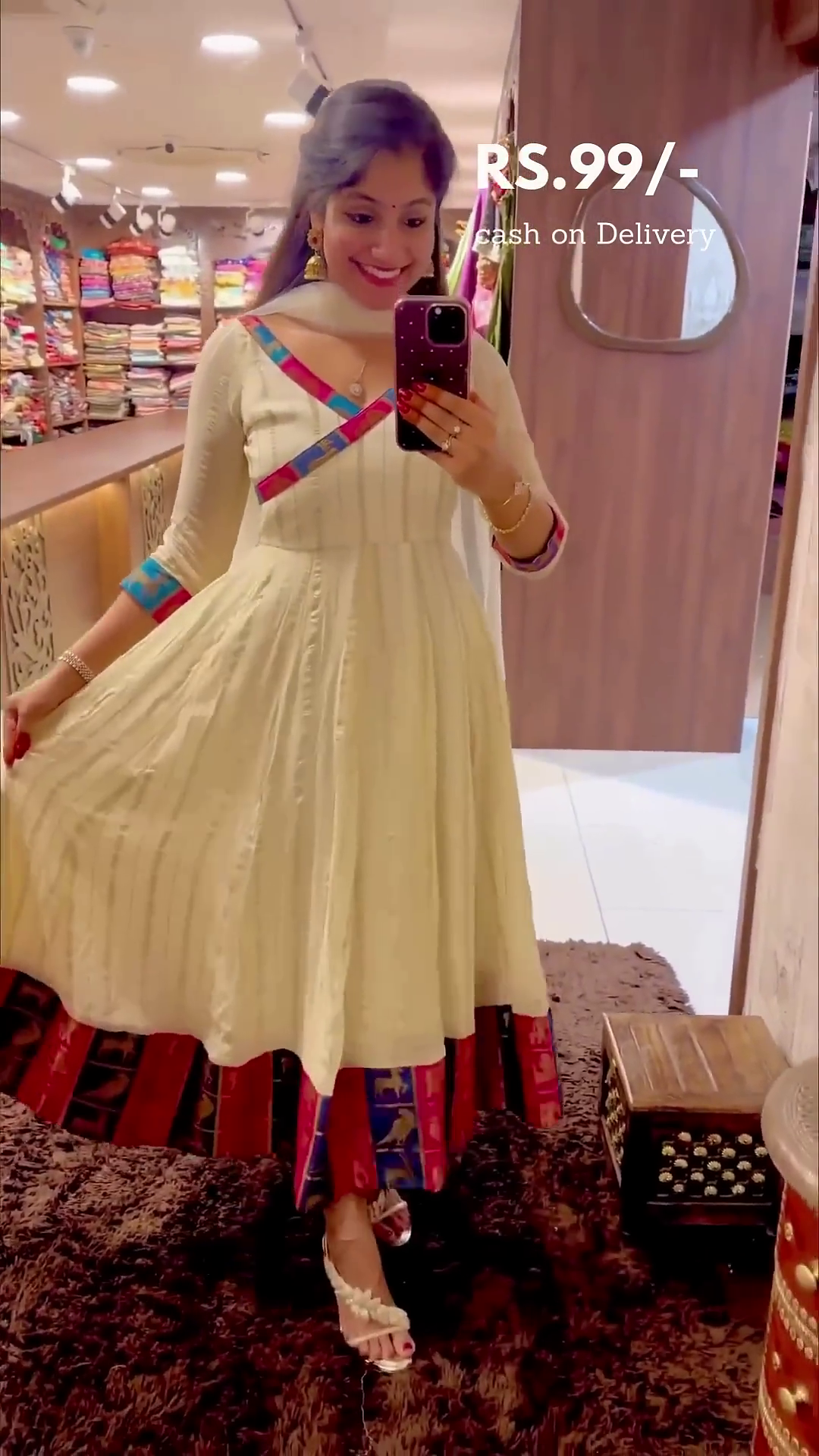 Go On Fancy Look With White Color Sequins Embellished Anarkali - Image 2