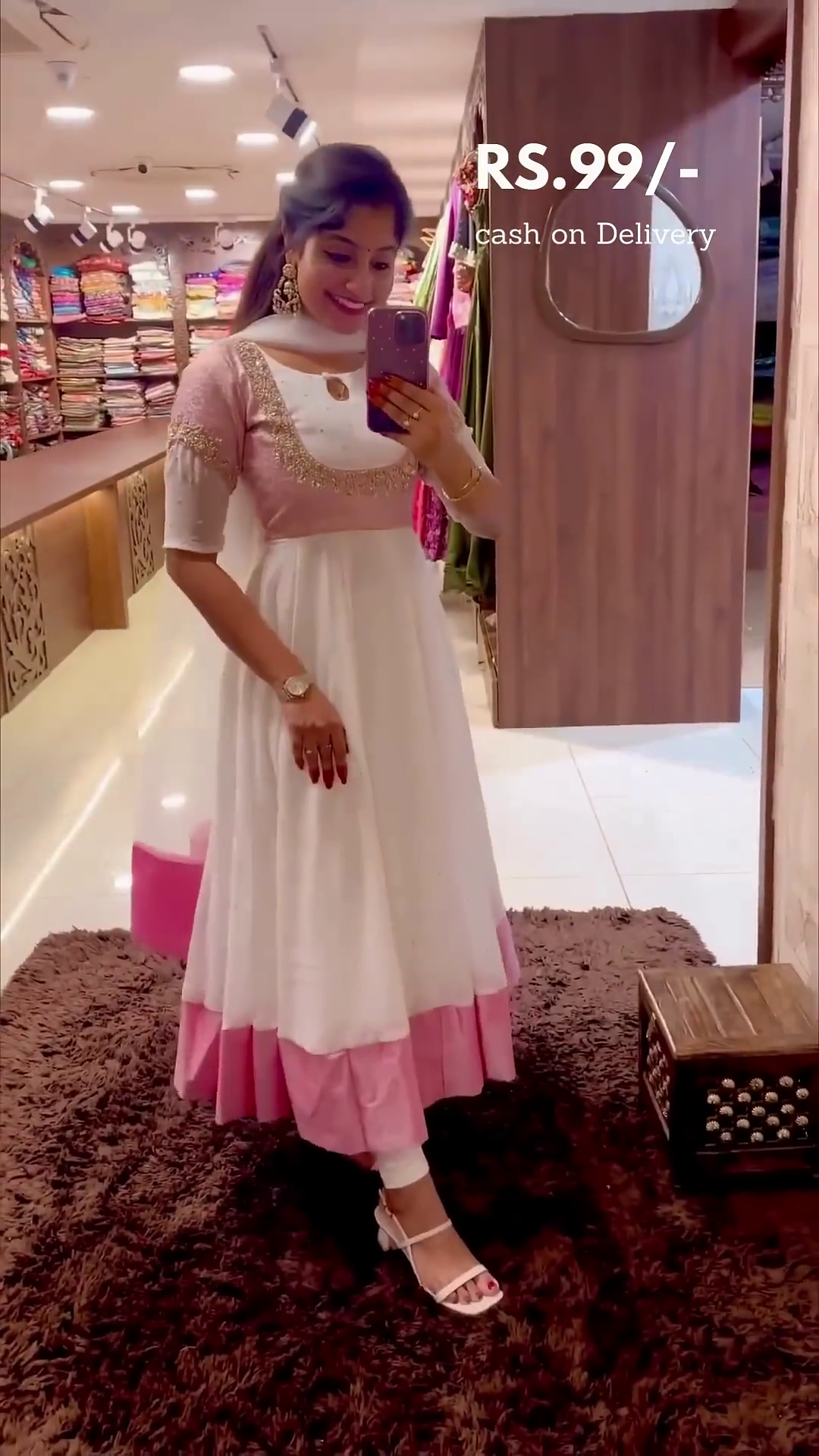 Go On Fancy Look With White Color Sequins Embellished Anarkali - Image 3