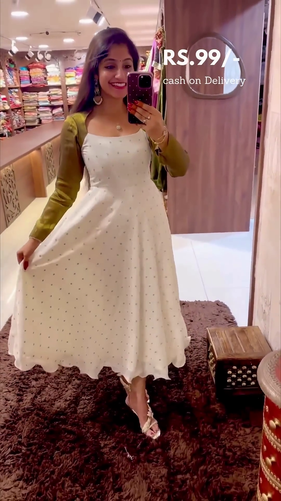 Go On Fancy Look With White Color Sequins Embellished Anarkali - Image 5