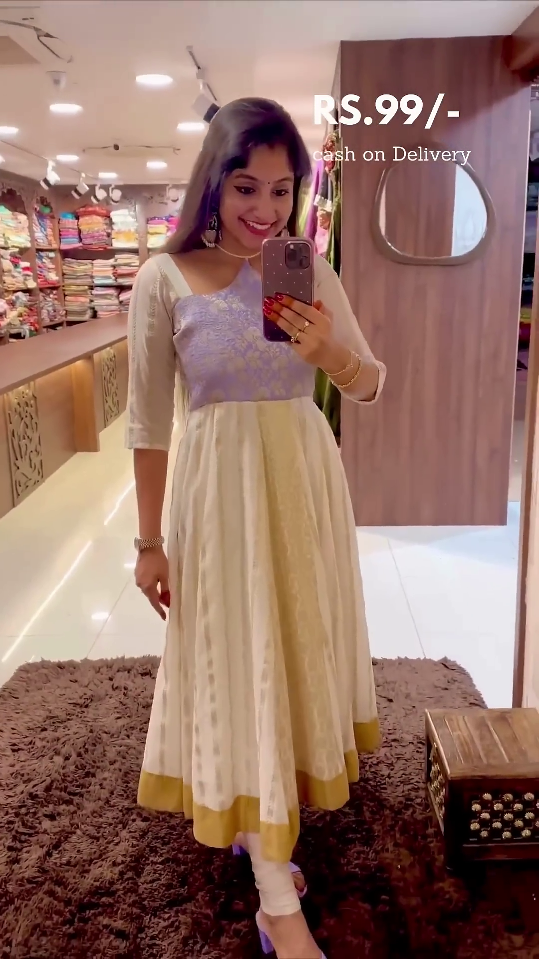 Go On Fancy Look With White Color Sequins Embellished Anarkali - Image 6