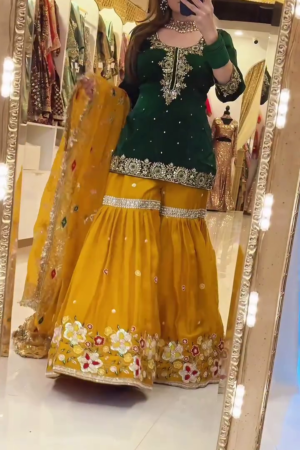 Women's Sharara Suit with Mirror & Embroidery Work