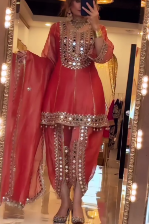 Women's Punjabi Suit with Mirror Work Design