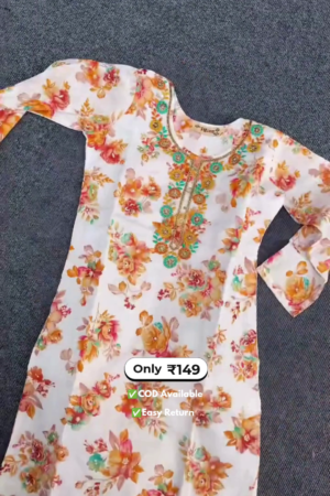 Women's Long Kurti with Pant & Dupatta Set