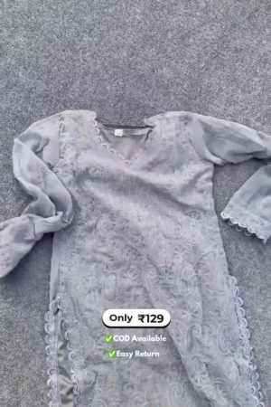 Women’s Grey Chikankari Kurti with Palazzo