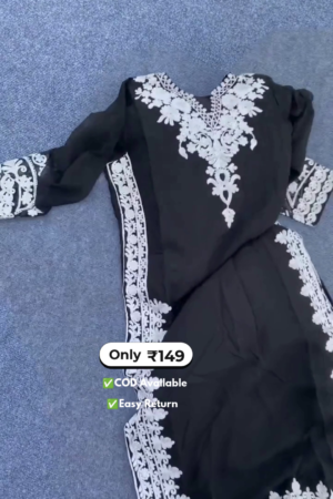 Women’s Black and White Chikankari Kurti