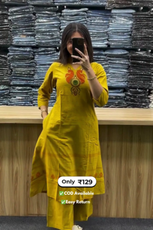 Women's Long Kurta Set with Pocket